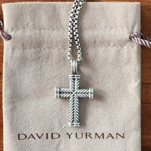 David Yurman Chevron Cross Pendant and Box Chain